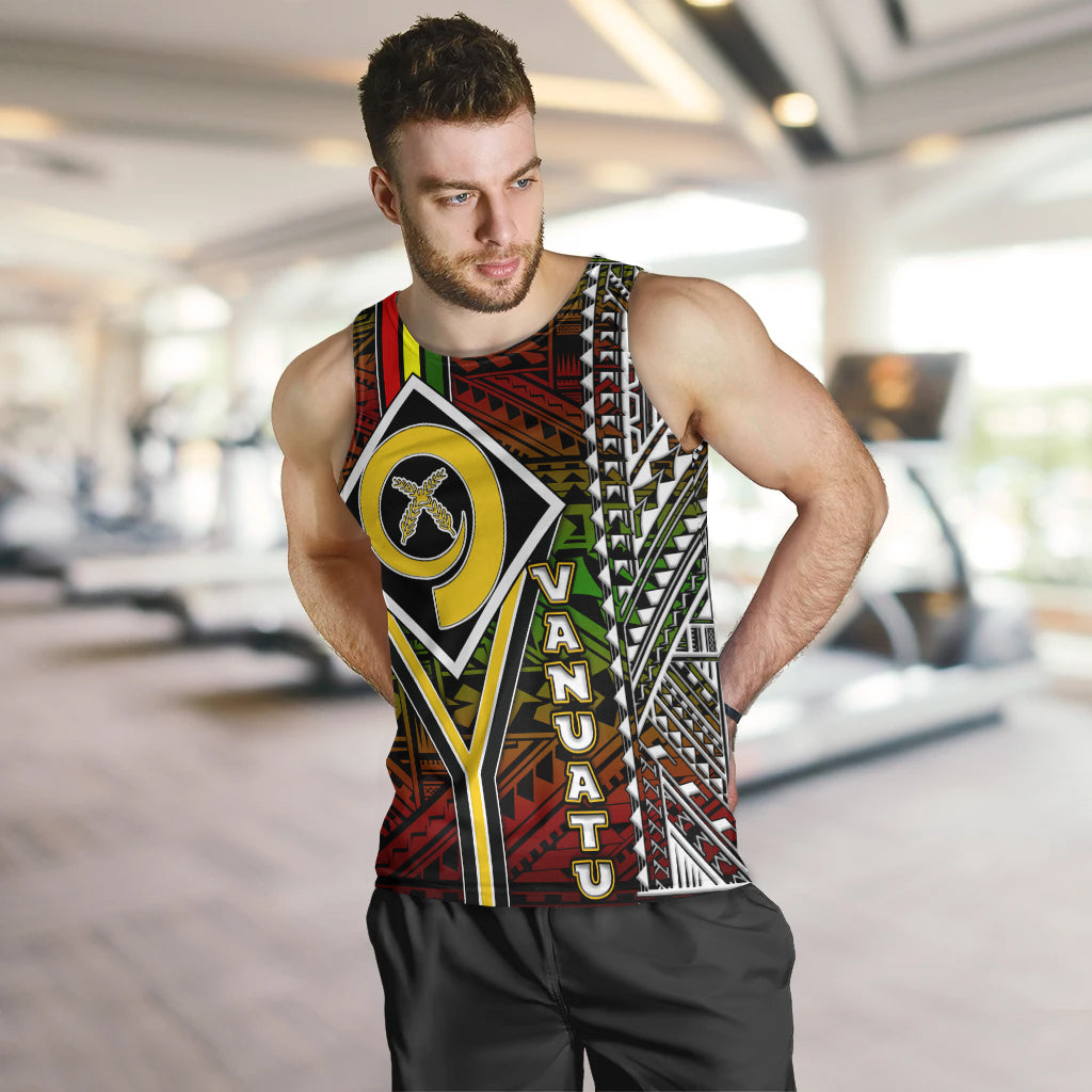 Vanuatu Men Tank Top - Vanuatu Independence Anniversary Flag Style Polynesian Patterns