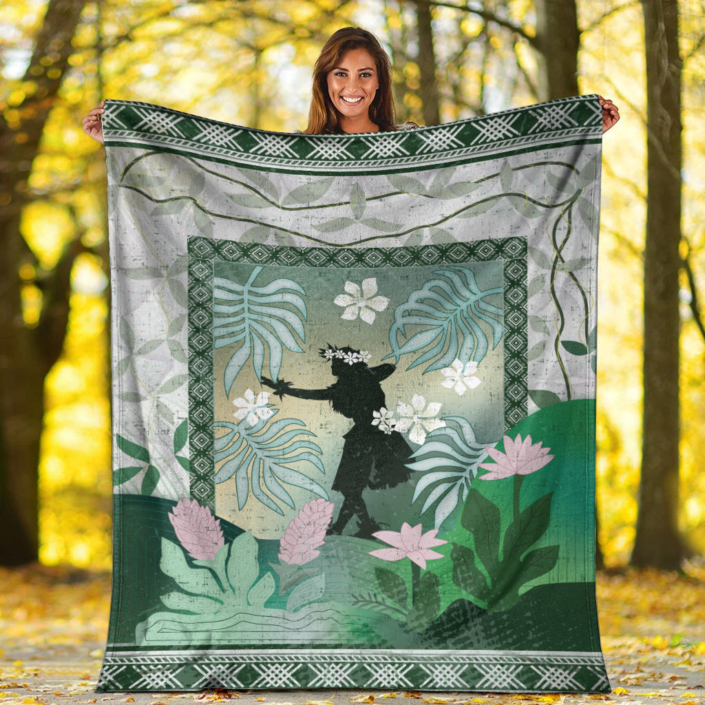 Hawaii Premium Blanket Hawaii Girl Hula Dancers With Tropical Flowers