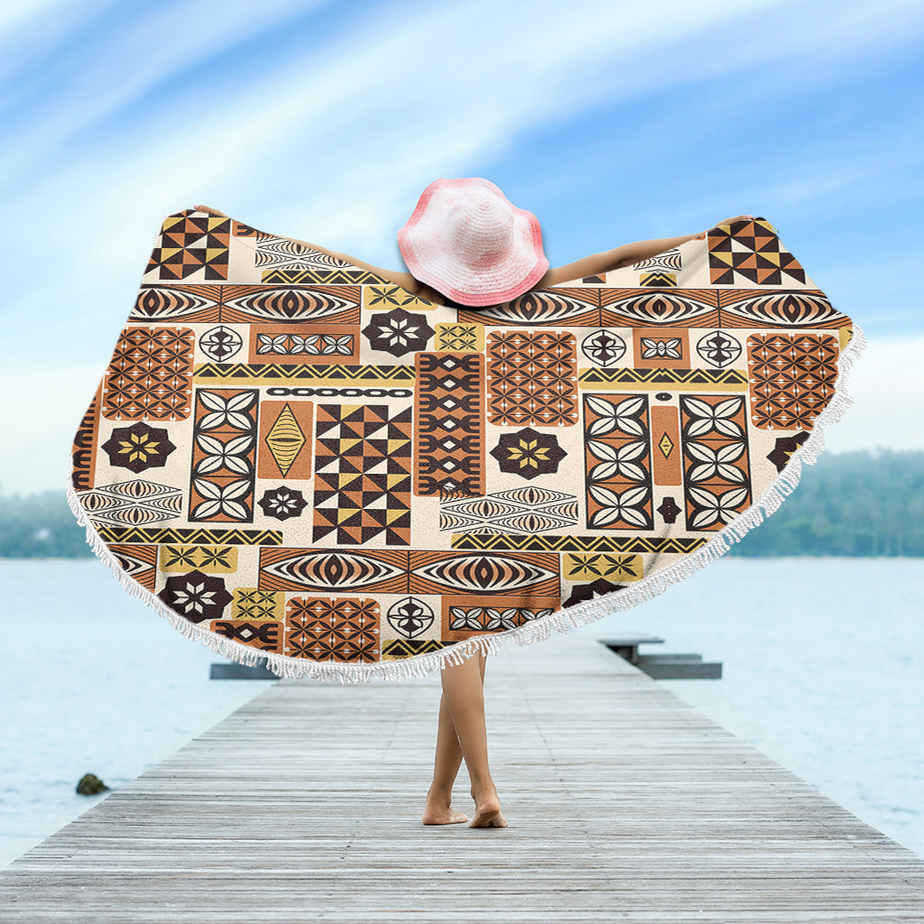 Tonga Beach Blanket Ngatu Tapa Pattern