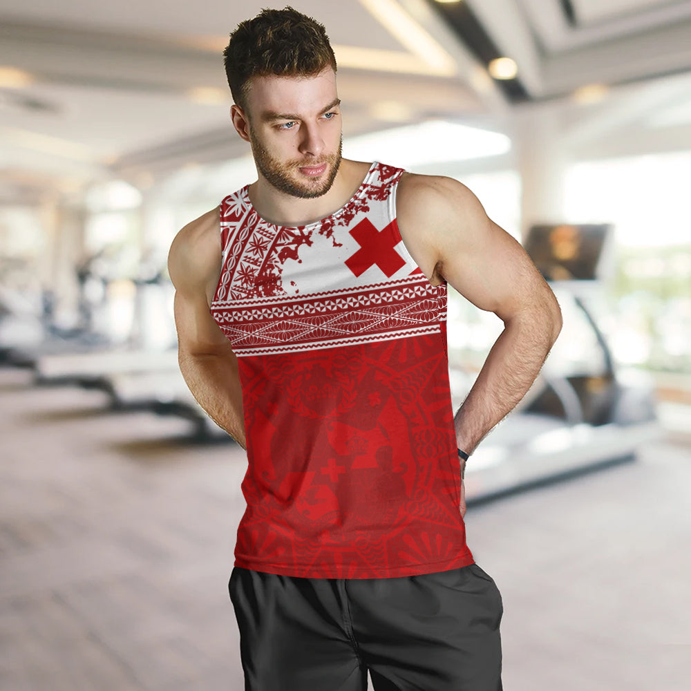 Tonga Tank Top Flag Coat Of Arms Circle Ngatu Tribal