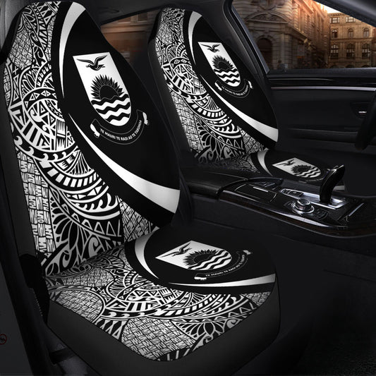 Kiribati Car Seat Covers Lauhala White Circle Style