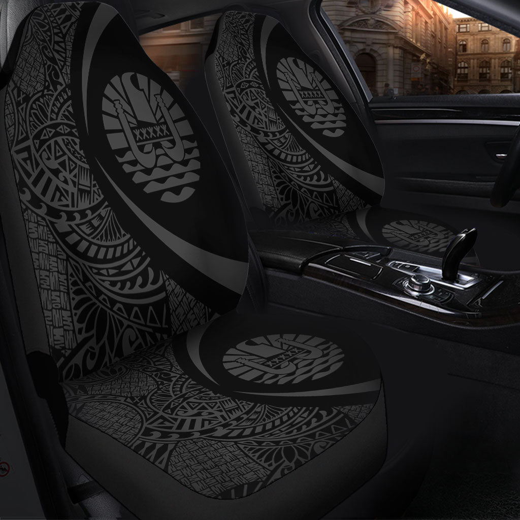 French Polynesia Car Seat Covers Lauhala Gray Circle Style