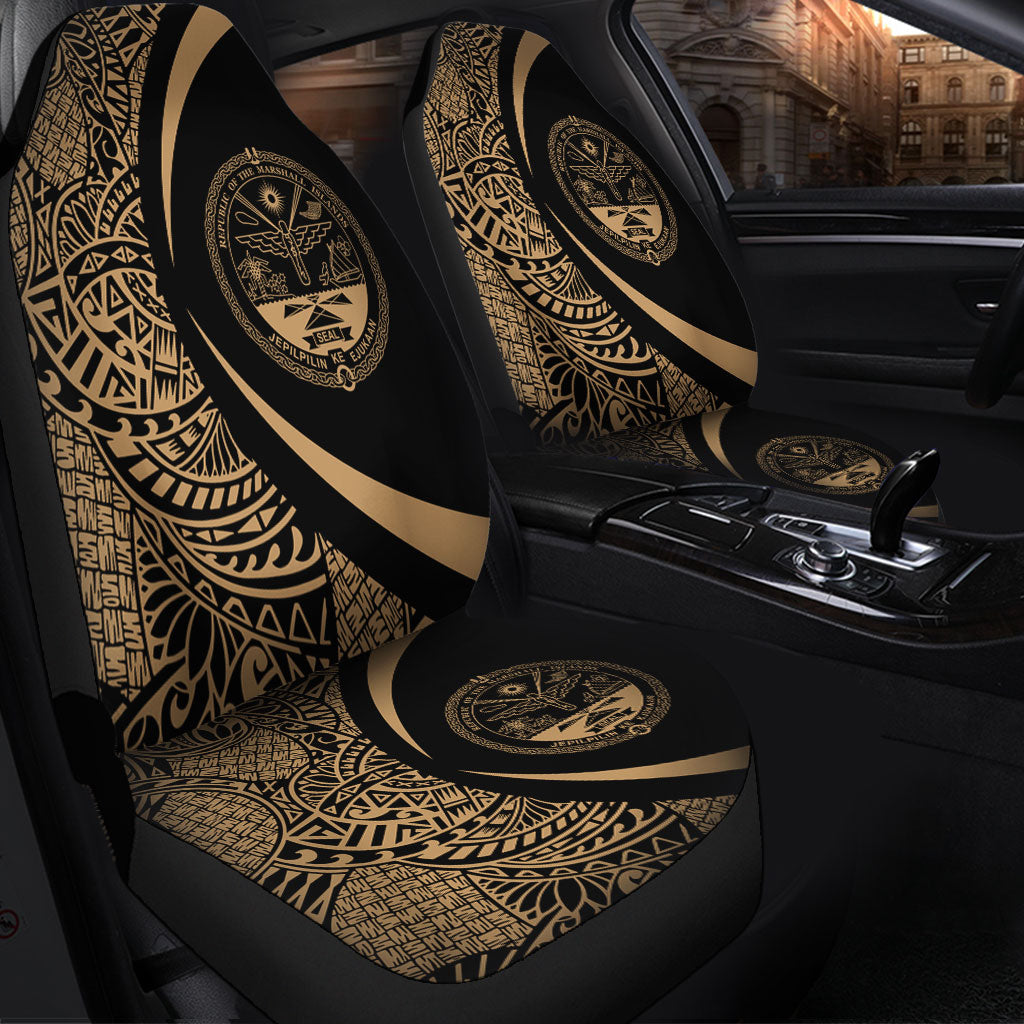 Marshall Islands Car Seat Covers Lauhala Gold Circle Style