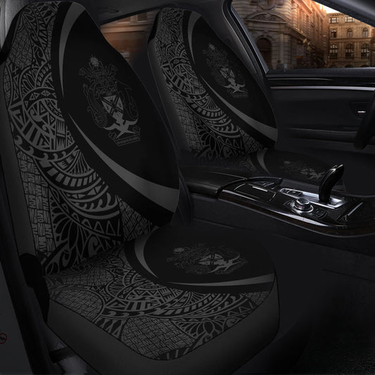 Solomon Islands Car Seat Covers Lauhala Gray Circle Style