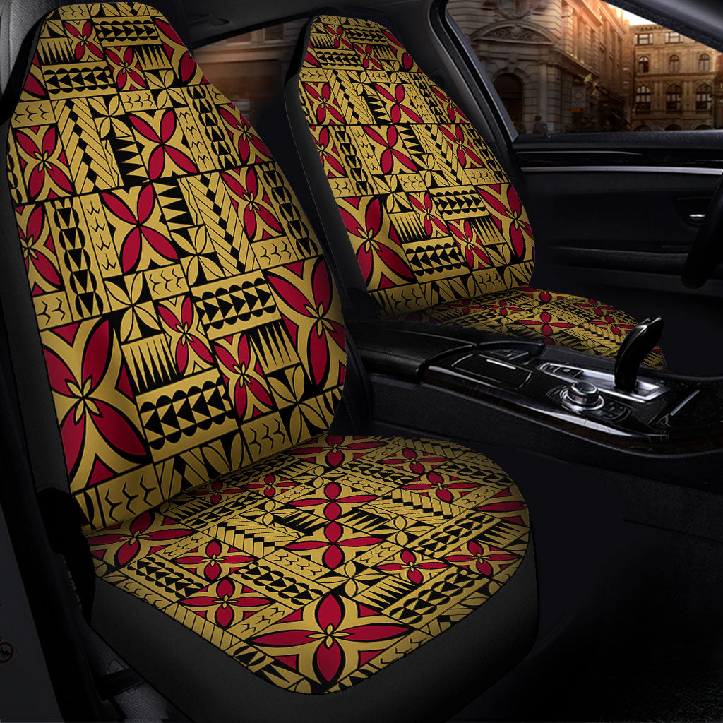 Samoa Car Seat Covers Siapo Design Tribal Pattern Yellow