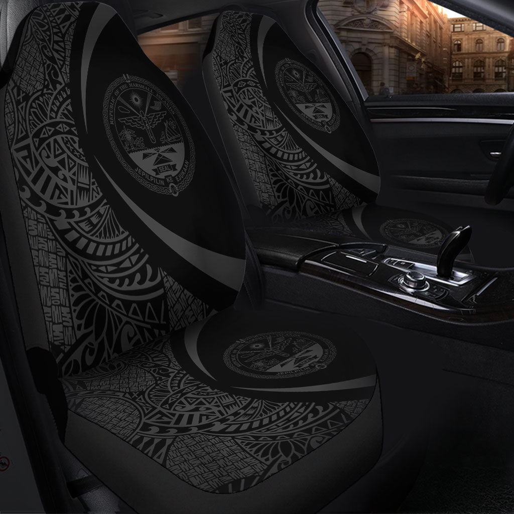 Marshall Islands Car Seat Covers Lauhala Gray Circle Style