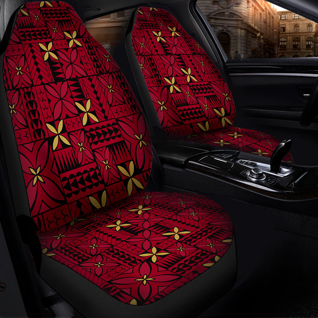 Samoa Car Seat Covers Siapo Design Tribal Pattern Red