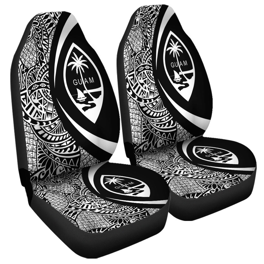 Guam Car Seat Covers Lauhala White Circle Style