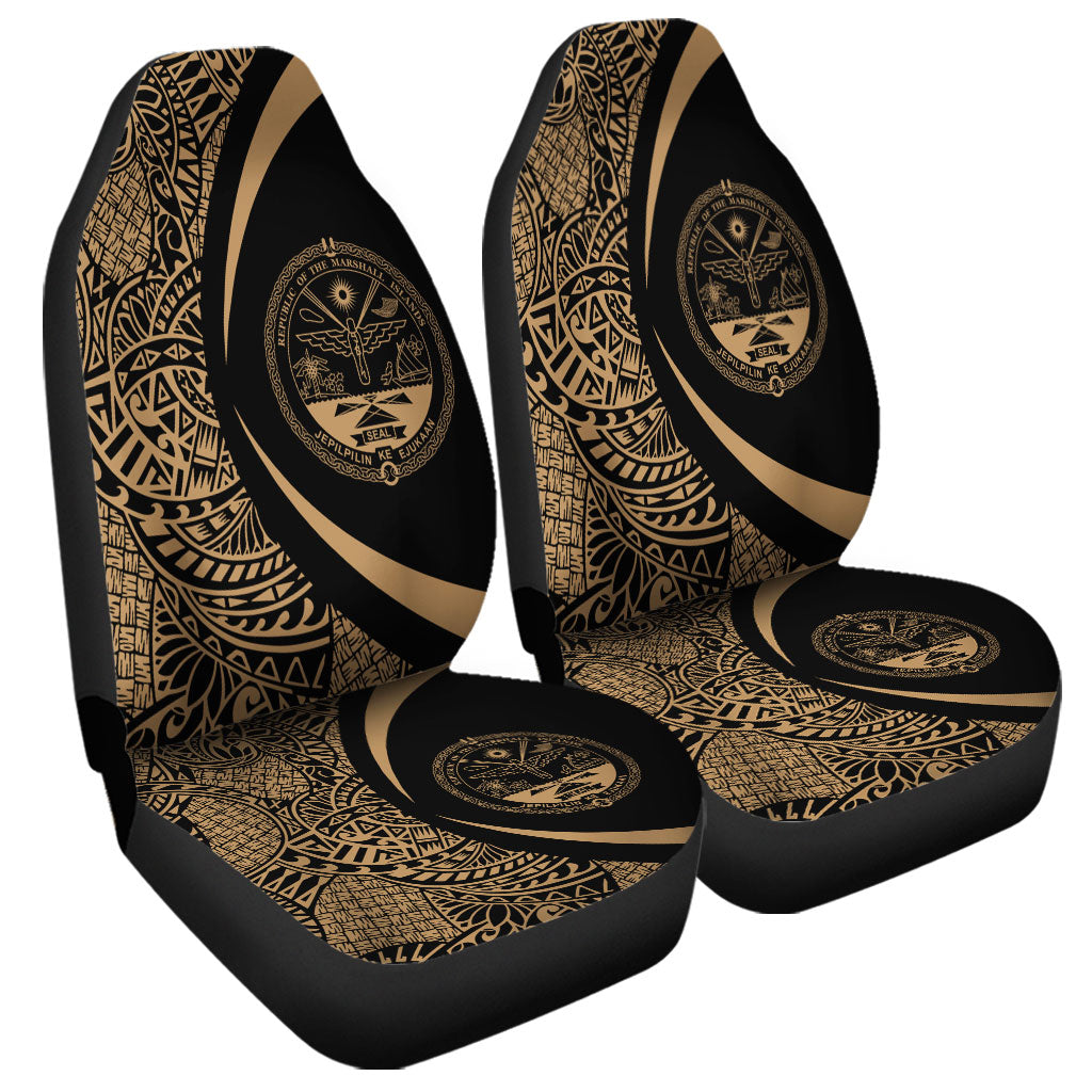 Marshall Islands Car Seat Covers Lauhala Gold Circle Style