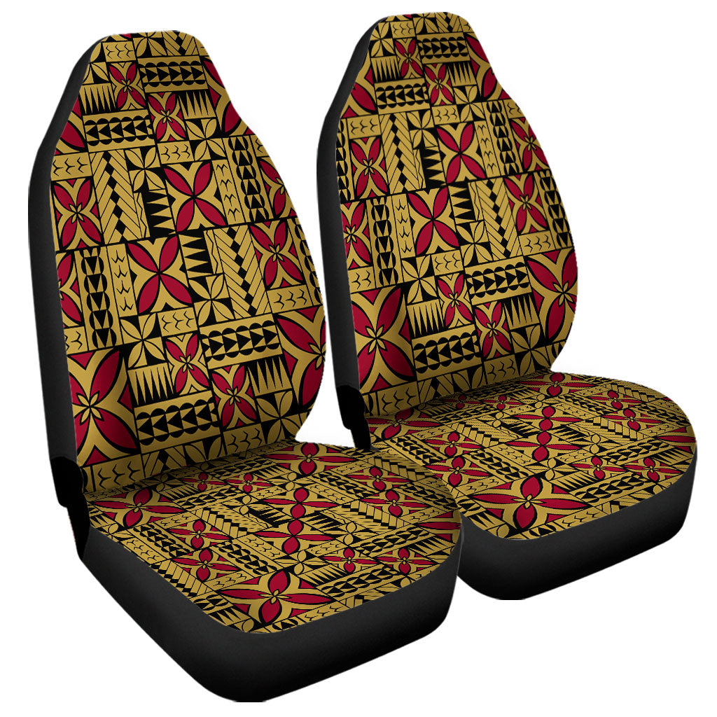 Samoa Car Seat Covers Siapo Design Tribal Pattern Yellow