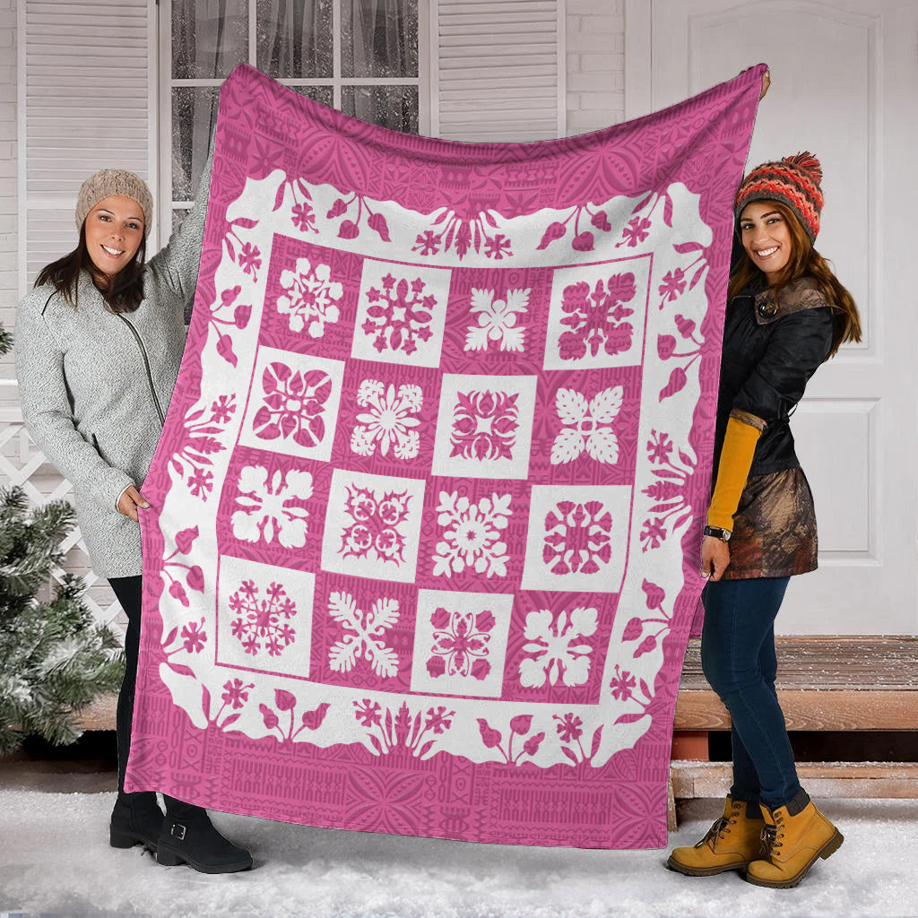 Hawaii Premium Blanket Pink Hawaii Pattern Polynesian Color