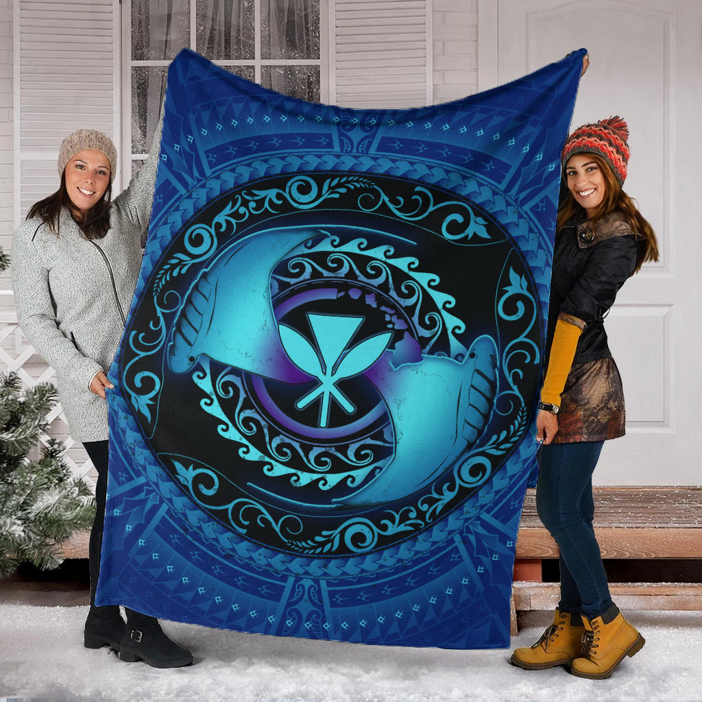 Hawaii Premium Blanket Manta Ray Couple Polynesian Ocean Style