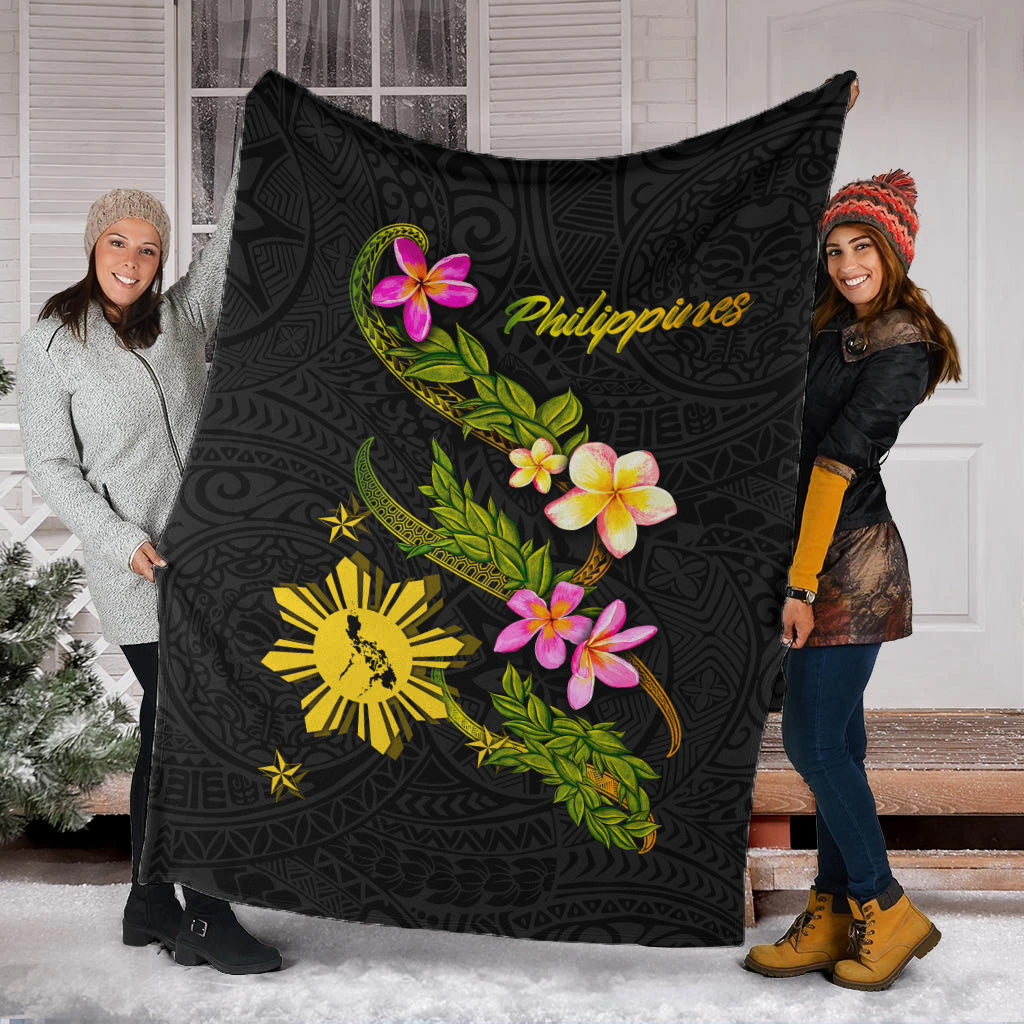 Philippines Filipinos Premium Blanket Philippines Sun And Map Plumeria Tribal