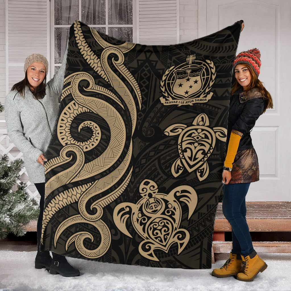 Samoa Polynesian Premium Blanket - Gold Tentacle Turtle