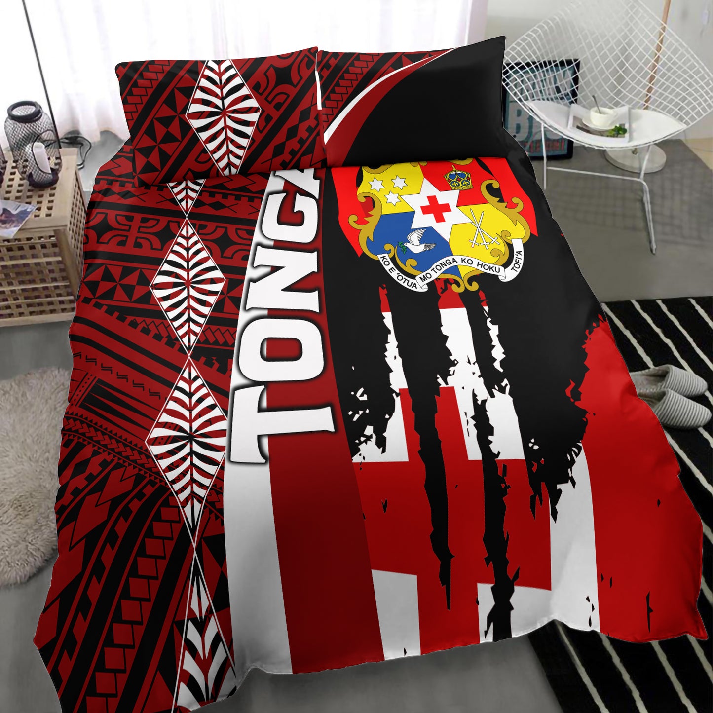 Tonga Bedding Set - Coat Of Arms Tapa Tonga Patterns