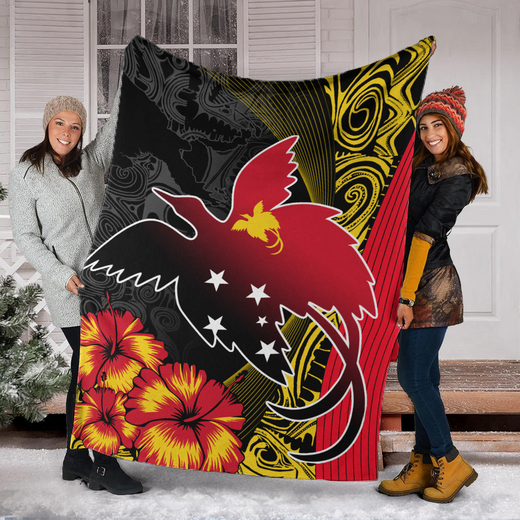Papua New Guinea Premium Blanket Paradise Bird With Tribal Pattern