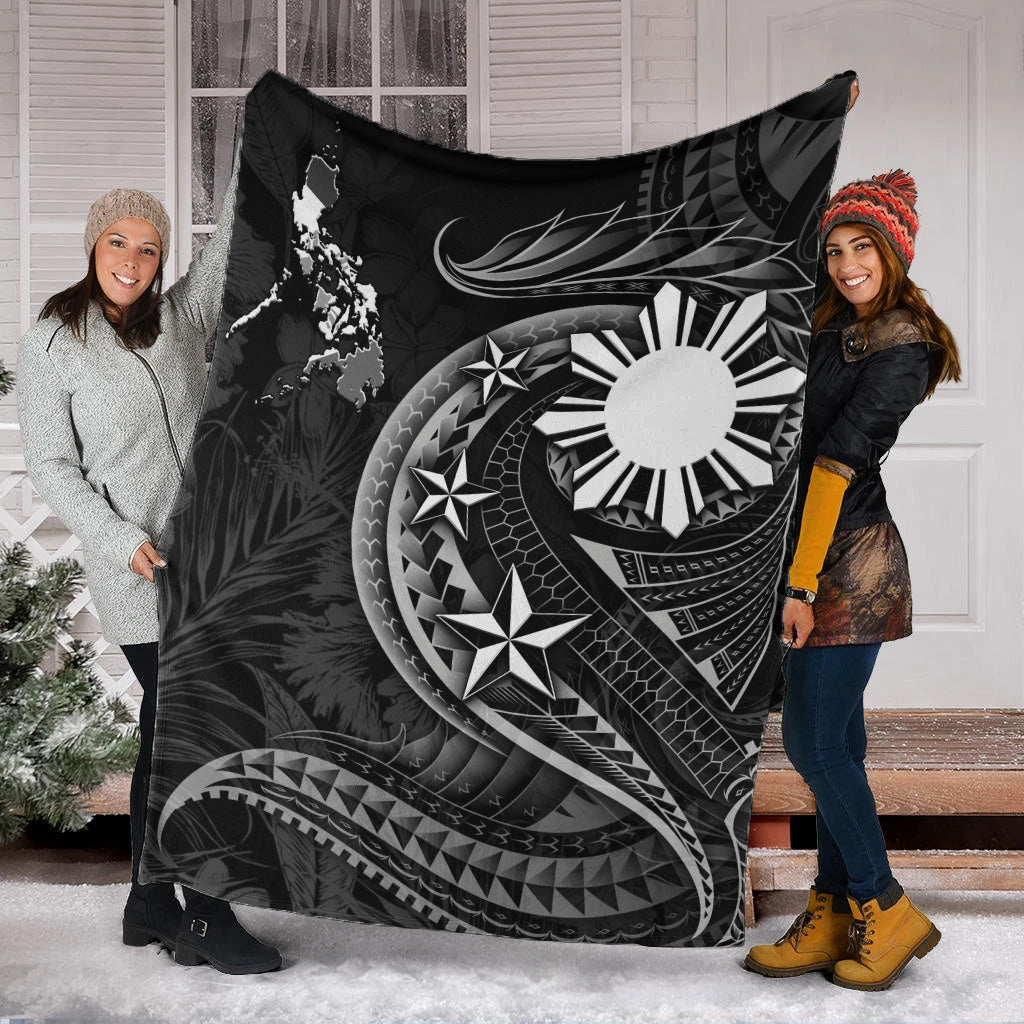 Philippines Filipinos Premium Blanket Philippines Sun Tribal Patterns Tropical Flowers Curve Style