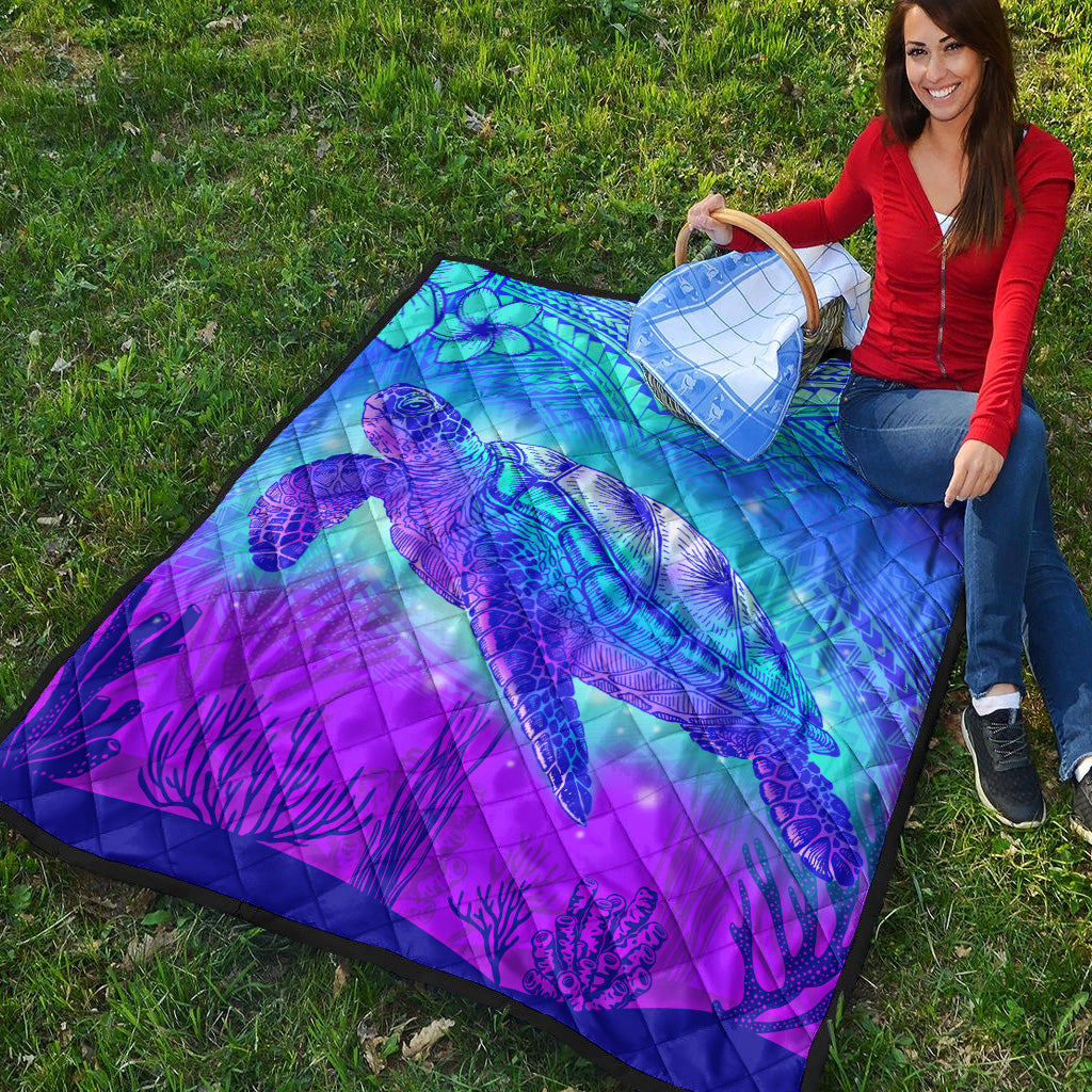 Hawaii Premium Quilt Turtle Underwater Sea Polynesian Style