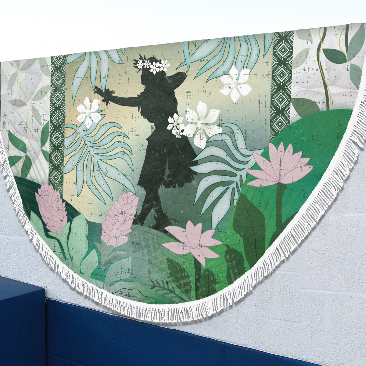 Hawaii Beach Blanket Hawaii Girl Hula Dancers With Tropical Flowers