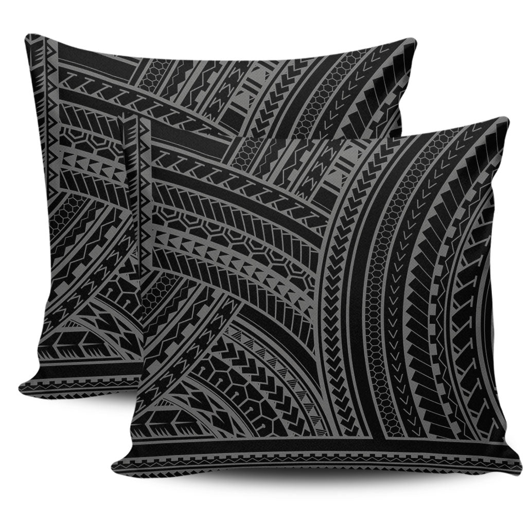 Hawaii Pillow Cover Polynesia Pattern Gray