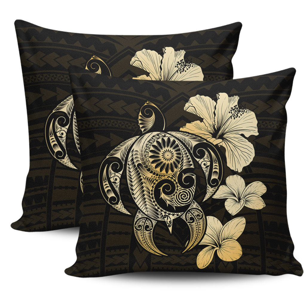 Hawaii Pillow Cover Hibiscus Plumeria Mix Polynesian Turtle