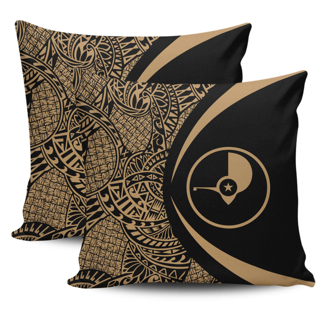 Yap State Pillow Cover Lauhala Gold Circle Style