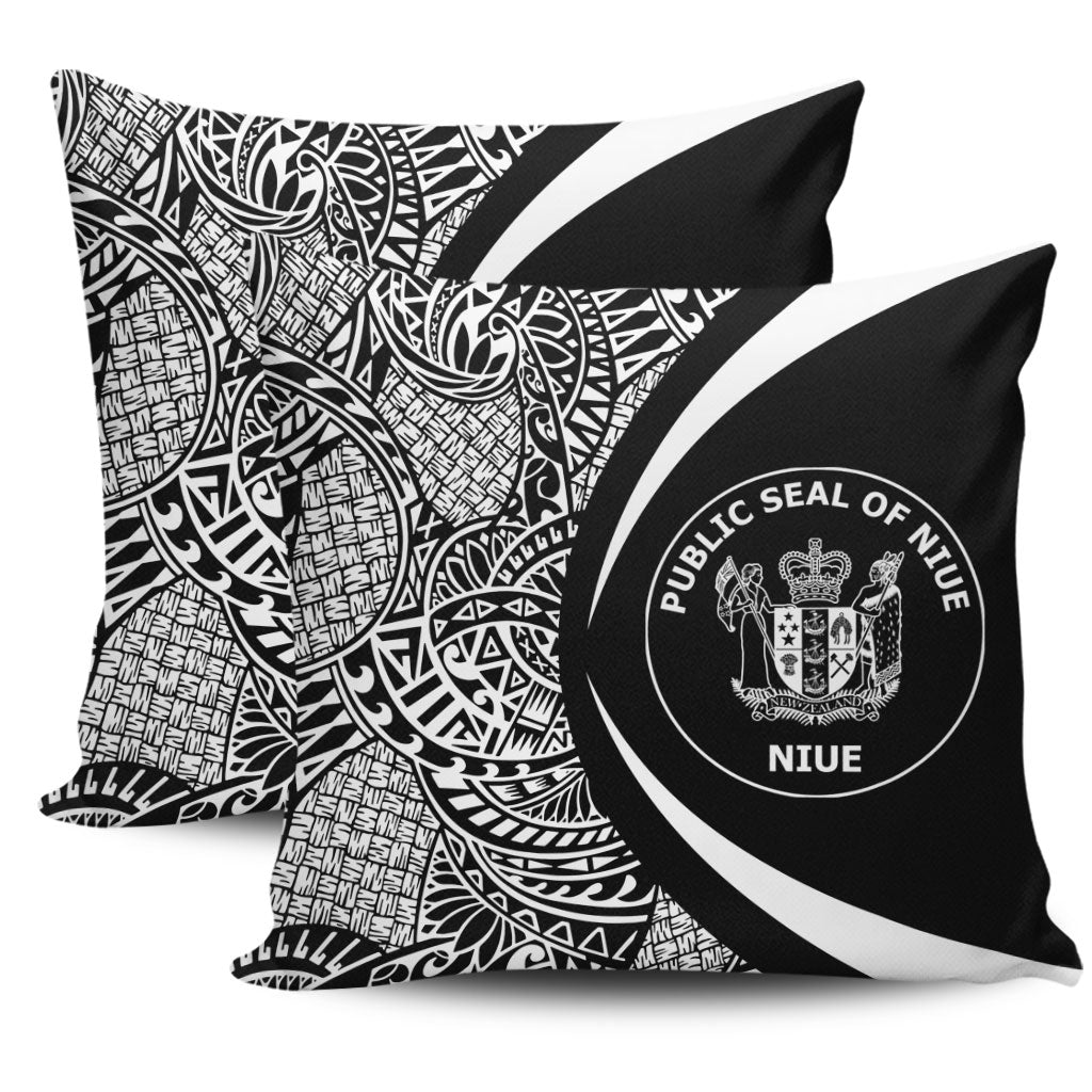 Niue Pillow Cover Lauhala White Circle Style