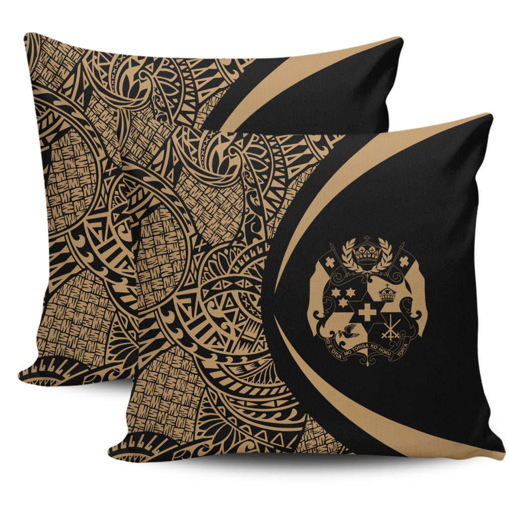 Tonga Pillow Cover Lauhala Gold Circle Style