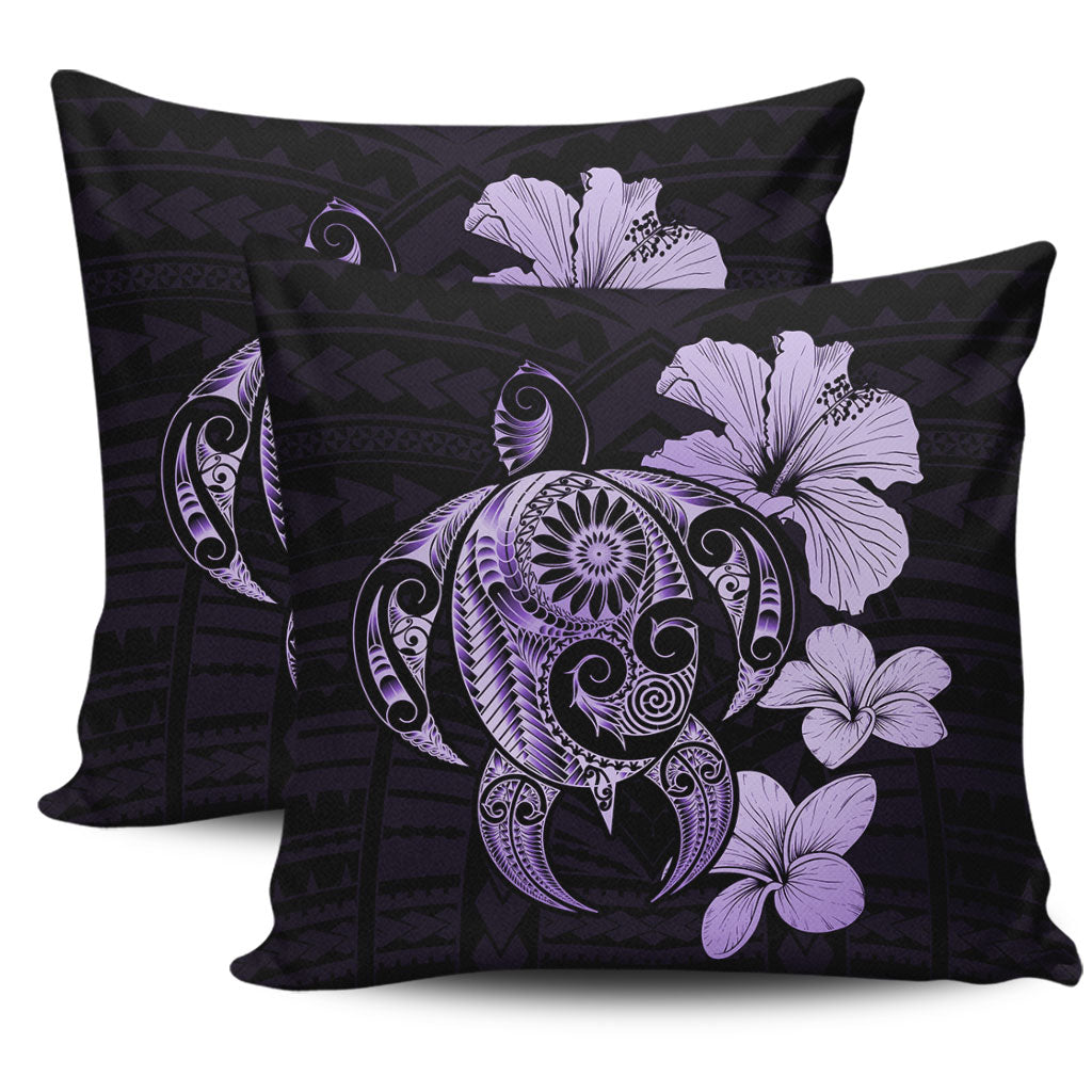 Hawaii Pillow Cover Hibiscus Plumeria Mix Polynesian Turtle