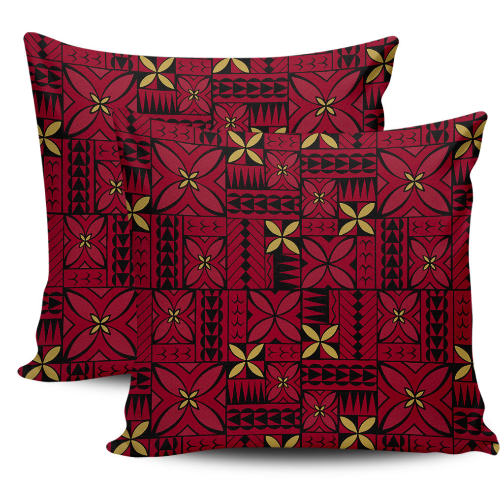 Samoa Pillow Cover Siapo Design Tribal Pattern Red