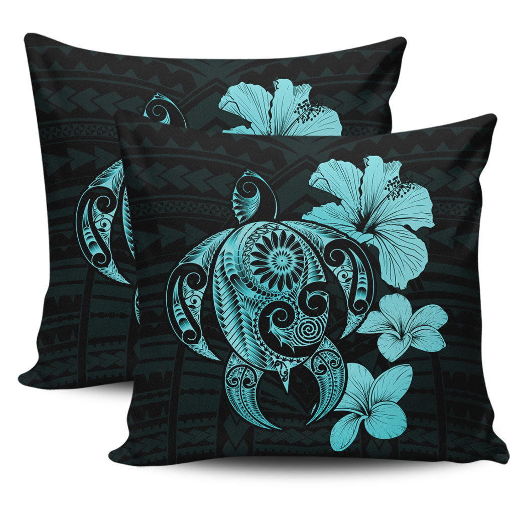 Hawaii Pillow Cover Hibiscus Plumeria Mix Polynesian Turtle