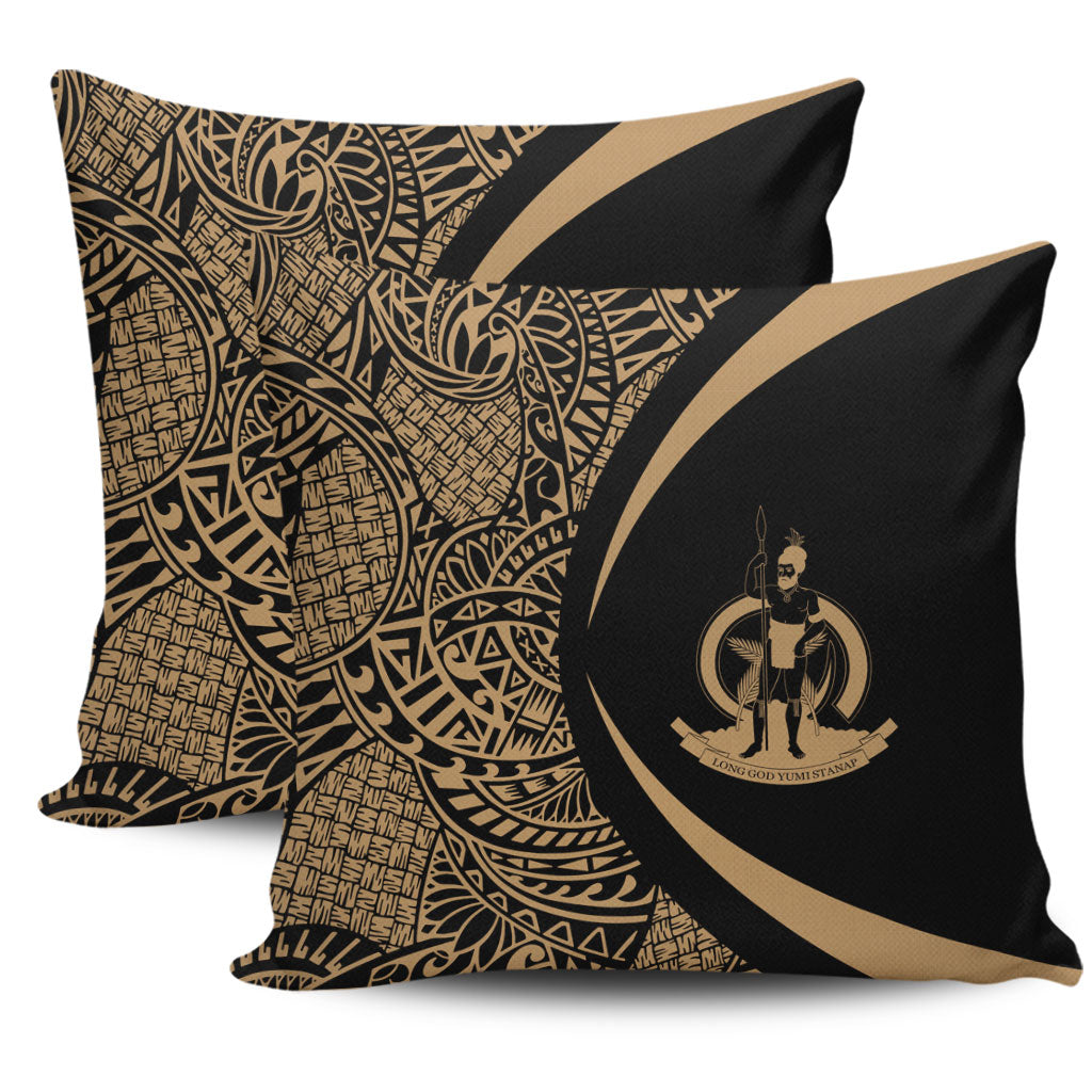 Vanuatu Pillow Cover Lauhala Gold Circle Style