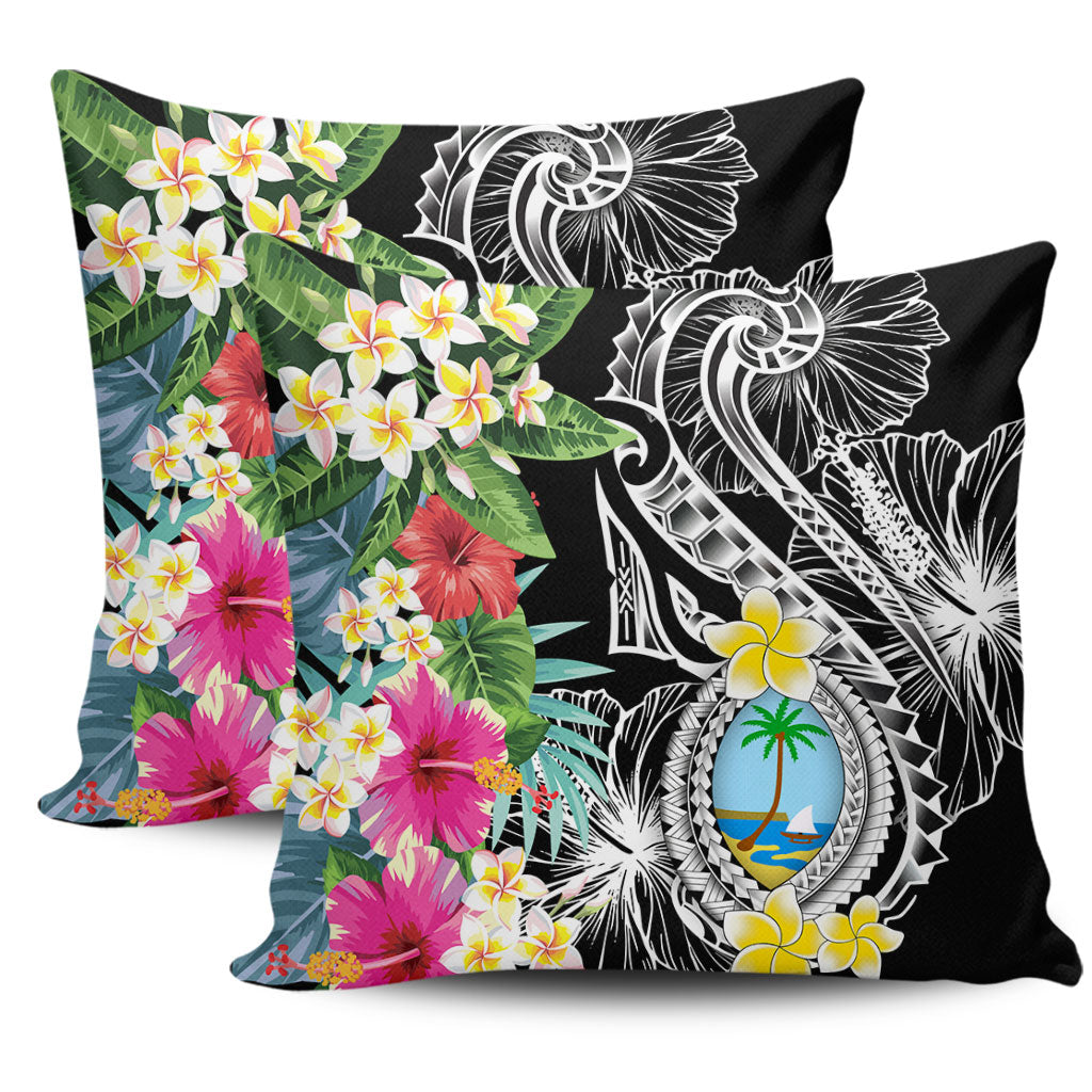 Guam Pillow Cover Summer Plumeria Tribal Tattoo