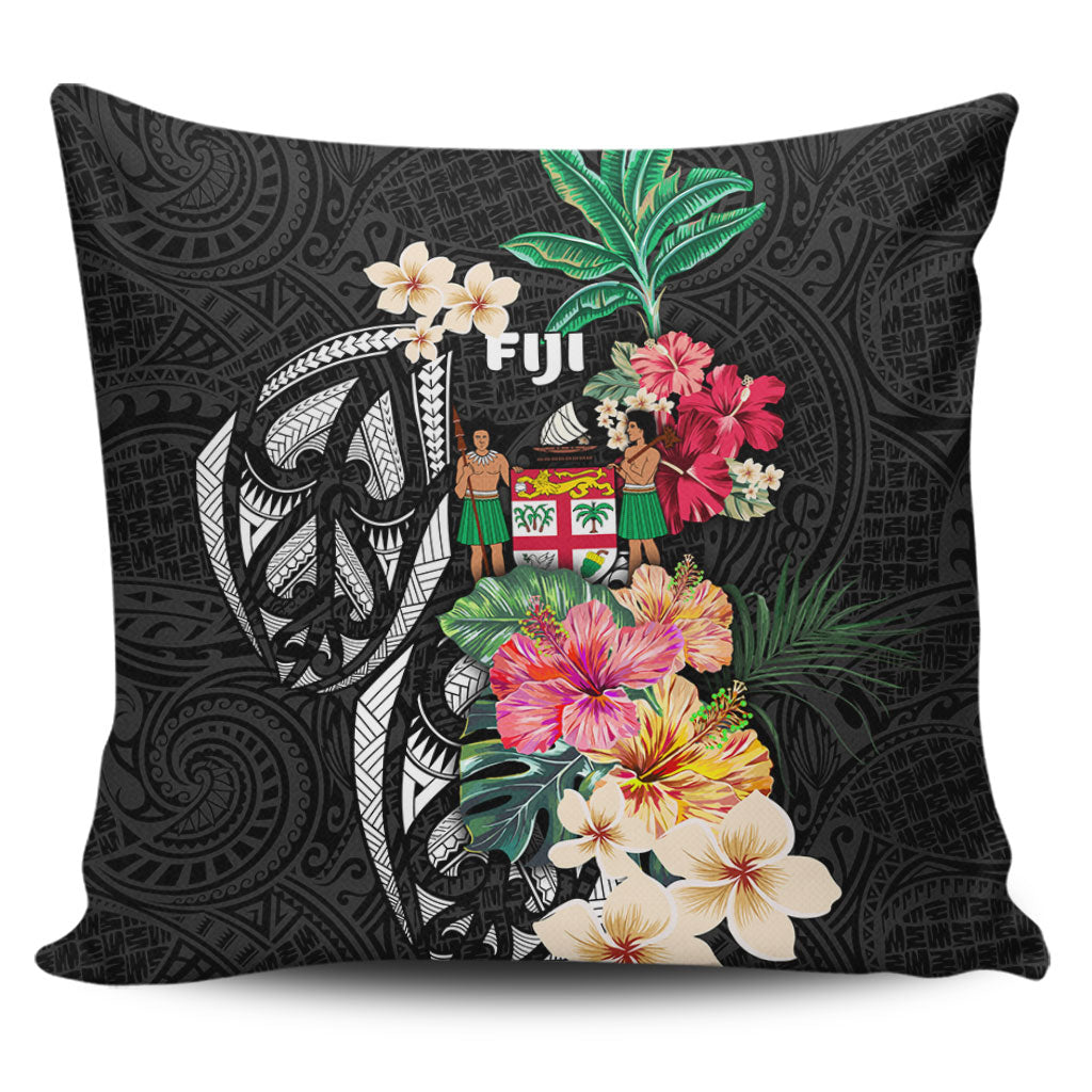 Fiji Pillow Cover Coat Of Arms Polynesian With Hibiscus