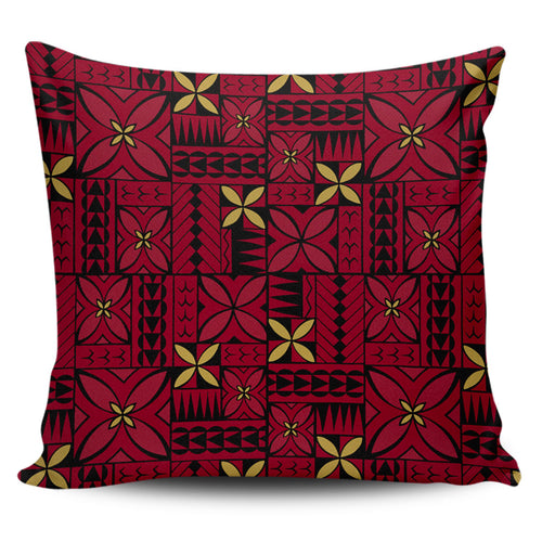 Samoa Pillow Cover Siapo Design Tribal Pattern Red