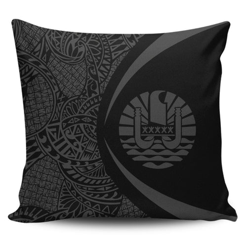 French Polynesia Pillow Cover Lauhala Gray Circle Style