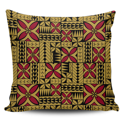 Samoa Pillow Cover Siapo Design Tribal Pattern Yellow