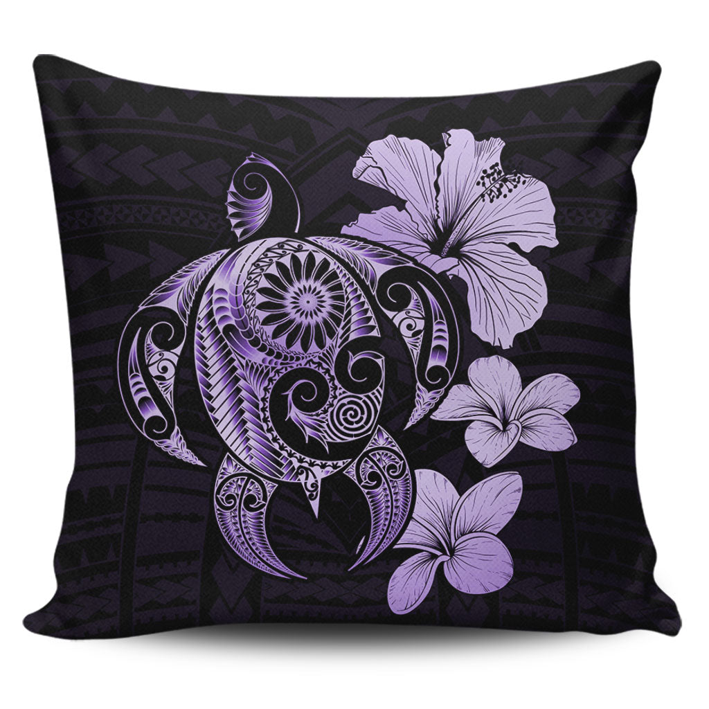Hawaii Pillow Cover Hibiscus Plumeria Mix Polynesian Turtle
