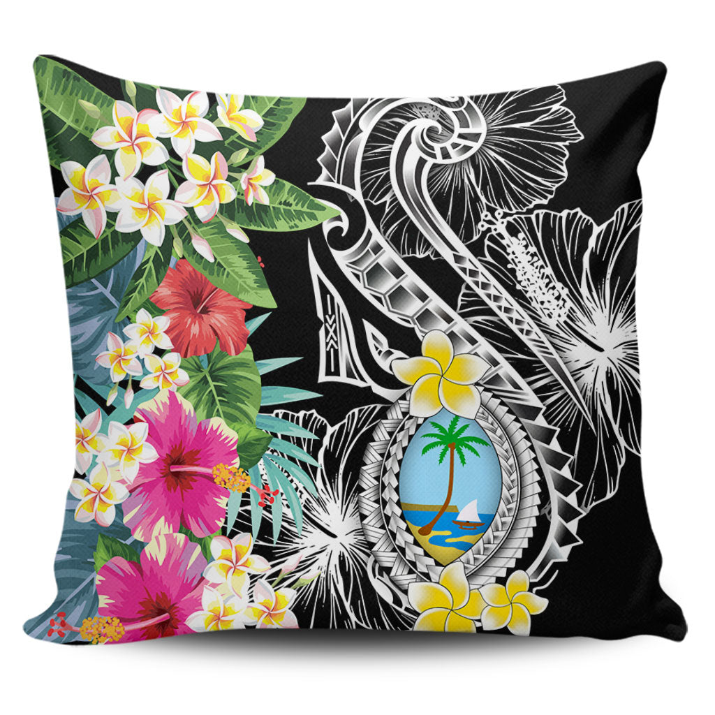Guam Pillow Cover Summer Plumeria Tribal Tattoo