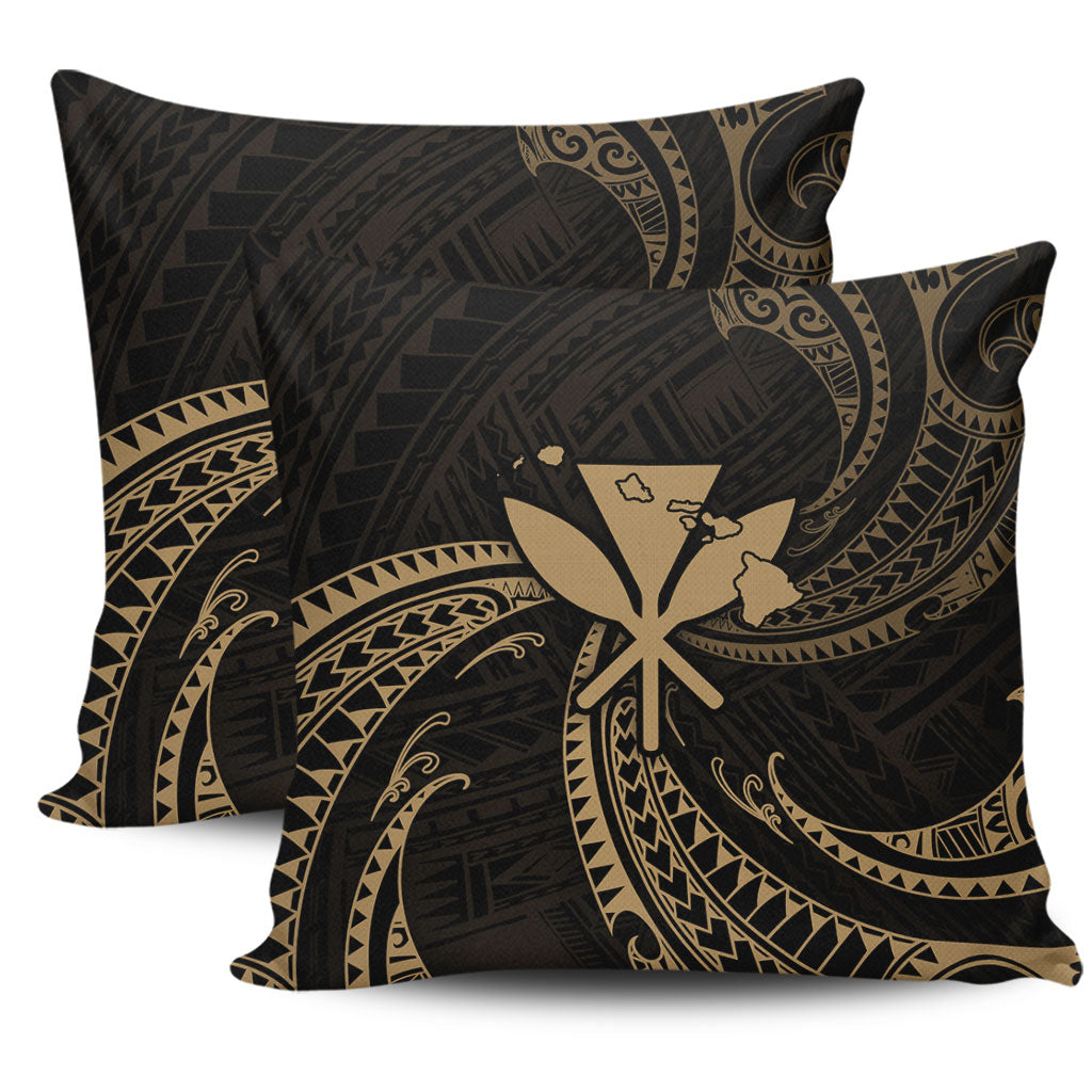 Hawaii Pillow Cover Kanaka Map Tribal Wave