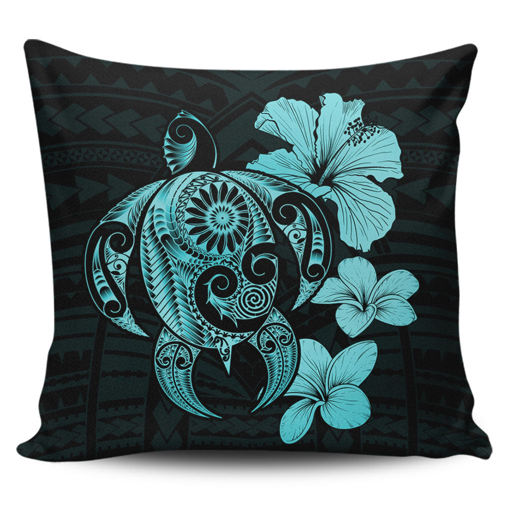 Hawaii Pillow Cover Hibiscus Plumeria Mix Polynesian Turtle
