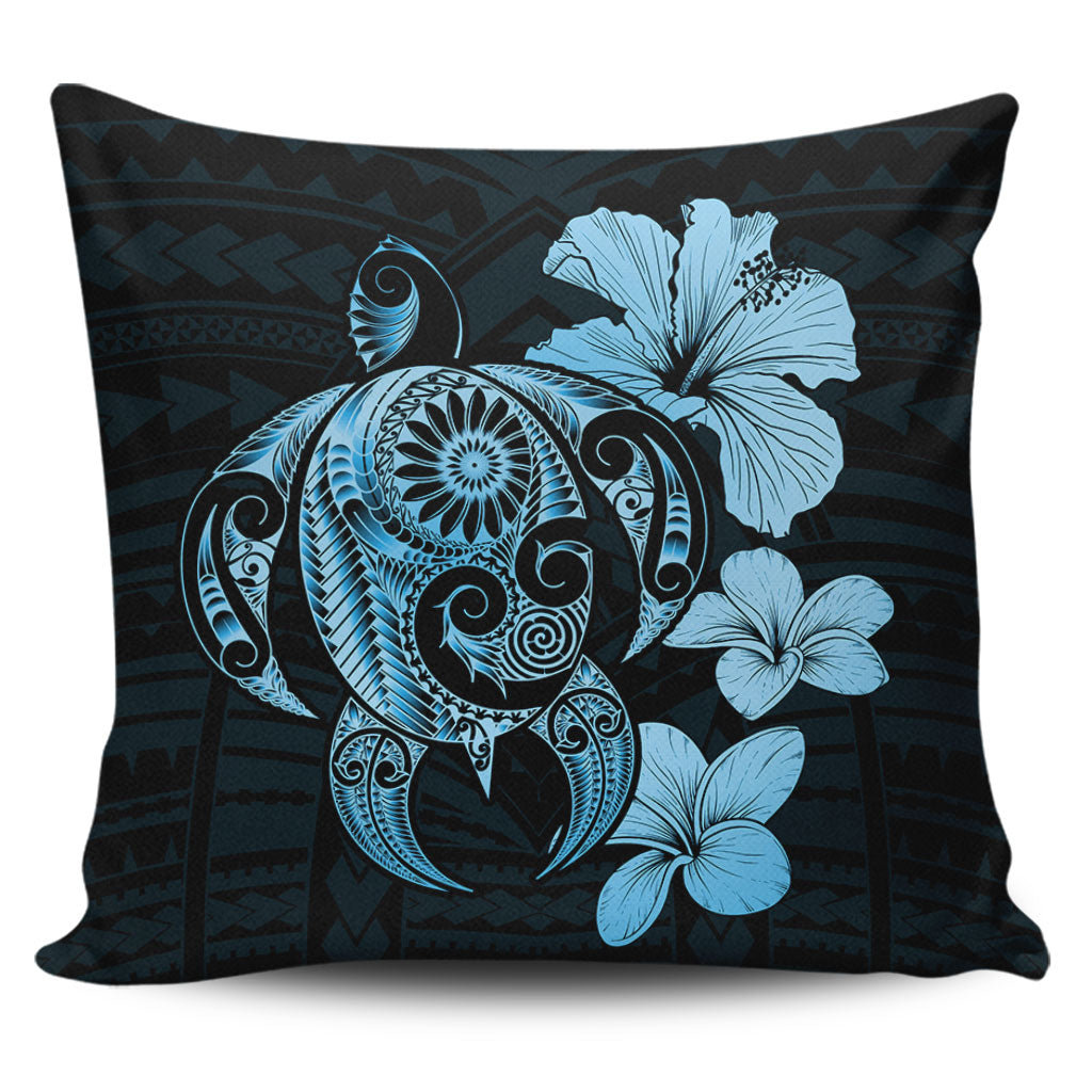 Hawaii Pillow Cover Hibiscus Plumeria Mix Polynesian Turtle