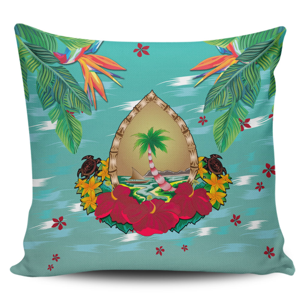 Guam Pillow Cover Latte Stones Hibiscus