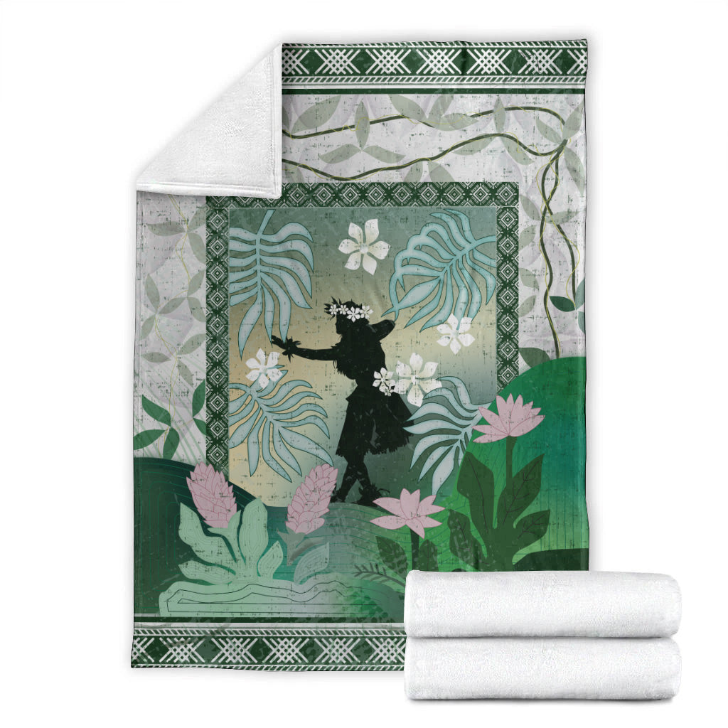 Hawaii Premium Blanket Hawaii Girl Hula Dancers With Tropical Flowers