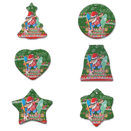Hawaii Christmas Ceramic Ornament Mele Kalikimaka Dabbing Santa Christmas Style