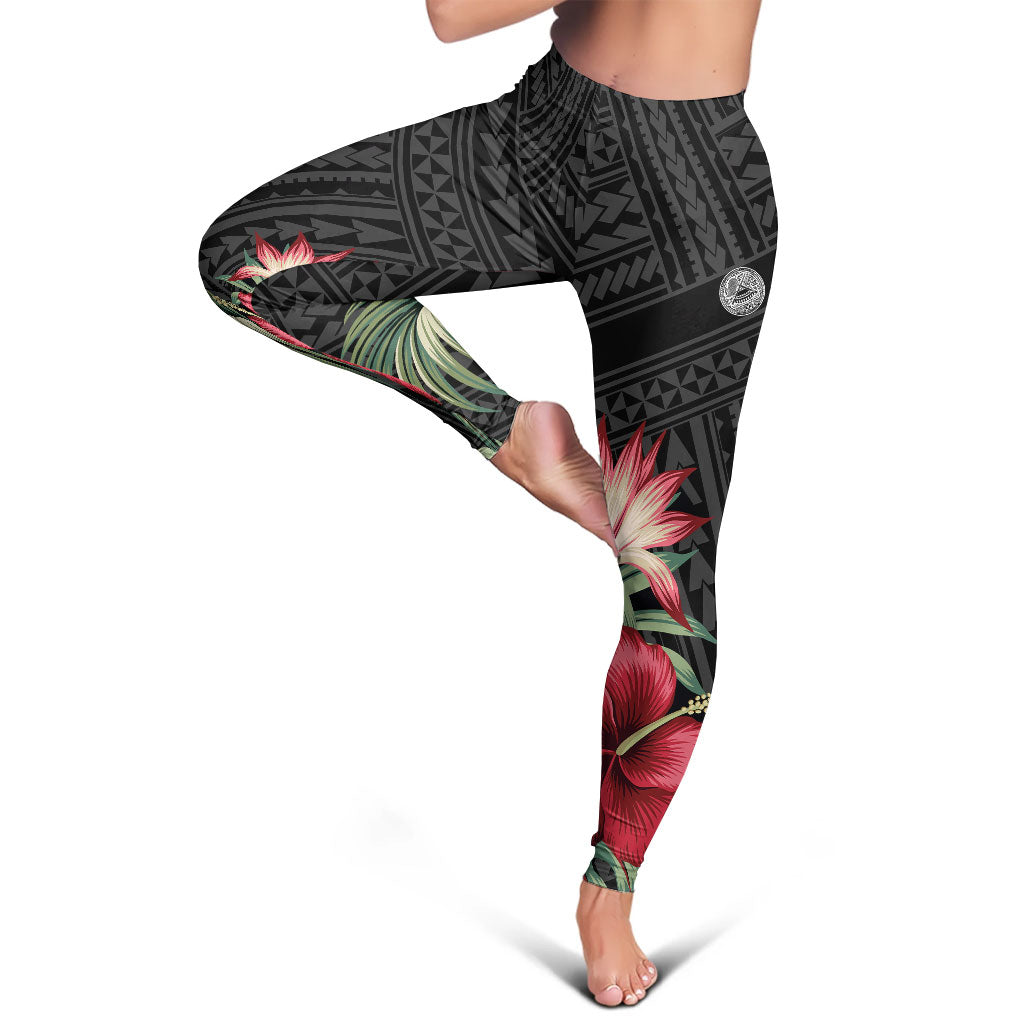 American Samoa Polynesian Legging - Tropical Vintage Hibiscus
