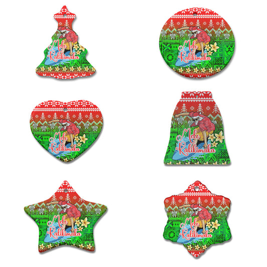 Hawaii Ceramic Ornament Santa Surfing Mele Kalikimaka Style