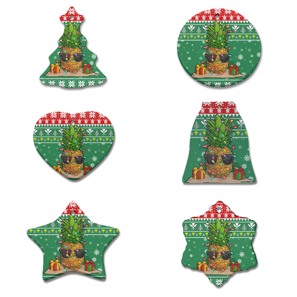 Hawaii Ceramic Ornament Christmas Pineapple Kanaka Maoli Pattern