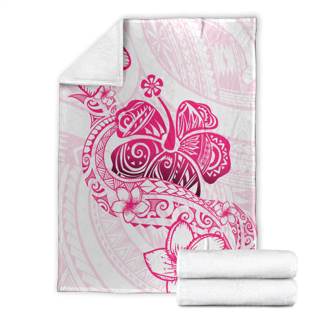 Hawaii Premium Blanket Pink Hibiscus And Plumeria Flowers Polynesian Decor