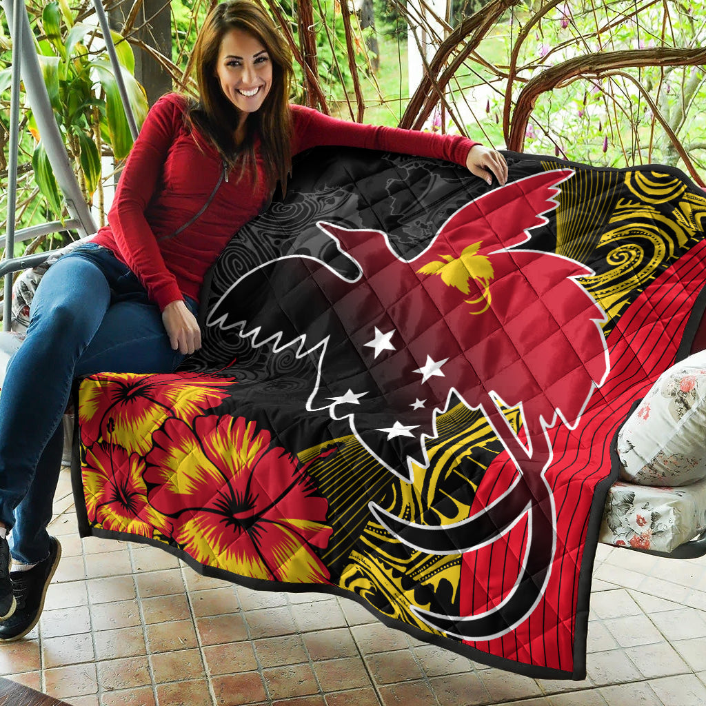 Papua New Guinea Premium Quilt Paradise Bird With Tribal Pattern